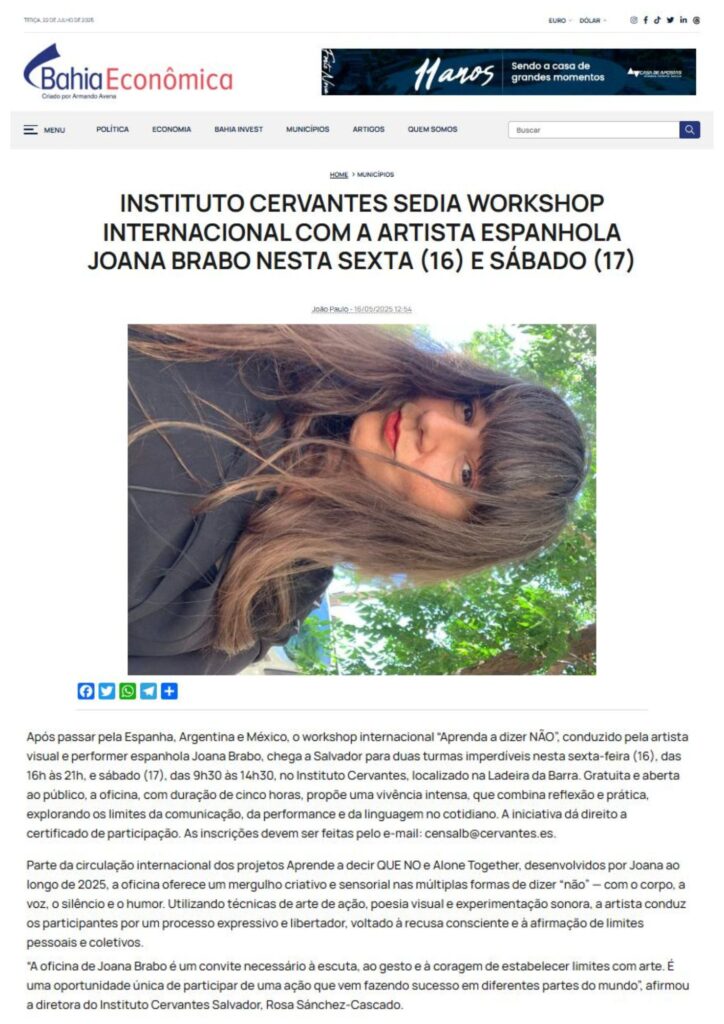 prensa DECIR NO JOANA BRABO Bahia Economica