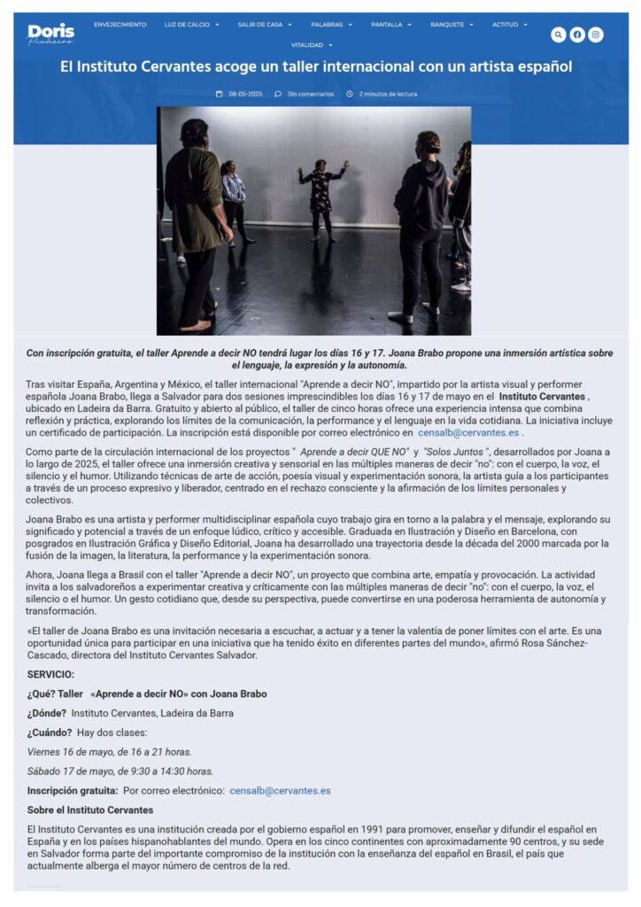 prensa DECIR NO JOANA BRABO Doris Pinheiro