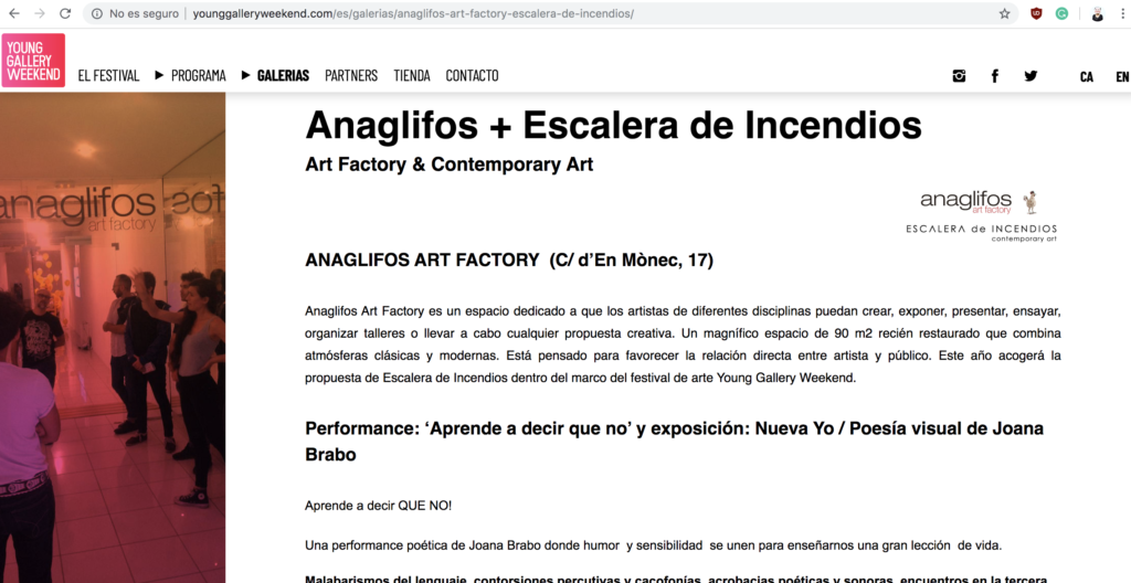 PRENSA ARTE Young Gallery weekend joana Brabo